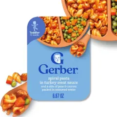 Gerber Baby Food Spiral Pasta in Turkey Meat Sauce with Green and Yellow Beans Toddler Meals- 6.67oz