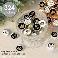Big Dot of Happiness 1st Birthday Little Mr. Onederful - Boy First Birthday Party Small Round Candy Stickers - Party Favor Labels - 324 Count