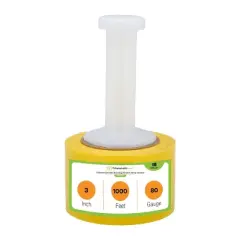 PSBM 18 Rolls 3" x 1000 Ft. x 80 Ga Yellow Hand Wrap Stretch Film with Plastic Handle