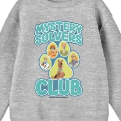 Scooby Doo Mystery Solvers Club Crew Neck Long Sleeve Athletic Heather Youth Sweatshirt