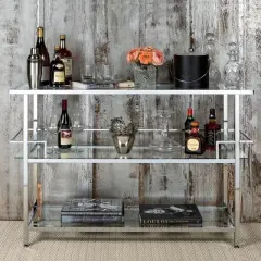 Portico Bar with Clear Glass Chrome - Studio Designs Home