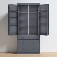 Kitchen Pantry Cabinet with 3 Adjustable Shelves, 8 Door Shelves and 3 Drawers, Freestanding Tall Storage Cupboard for Kitchen or Dining Room