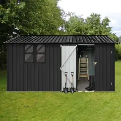 Coolbibila-10Ftx12Ft Storage Sheds, Metal Sheds With Waterproof Roofs And Durable Metal Frame, Tool Sheds With Lockable Doors And Window