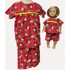 Doll Clothes Superstore Size 7 Red Kitten Print Matching Girl And Doll Pajamas