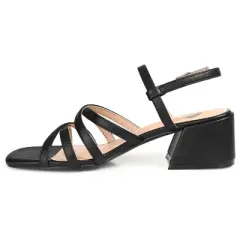 Journee Collection Womens Kempsy Open Square Toe Block Heel Sandals Black 9.5