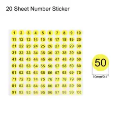 Unique Bargains Office Home Warehouse Self-Adhesive 1-100 Round Number Label