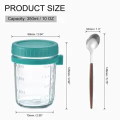 Unique Bargains Leak-Proof Measurement Marks Portable Glass Overnight Oats Container 8 Pcs