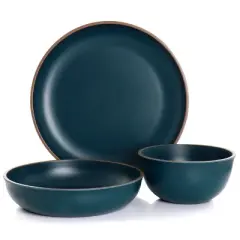 Gibson Home Rockabye 12 Piece Melamine Dinnerware Set in Dark Teal