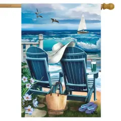 Seaside Escape Summer House Flag Nautical 28" x 40" Briarwood Lane