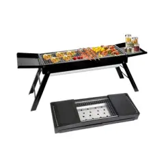 SEVOBAL Outdoor Grills, Griddles and Smokers Portable Foldable Charcoal Grill, Compact Outdoor with Side Tray for Patio Time, Black, 24.1"*9.45"*4.33"