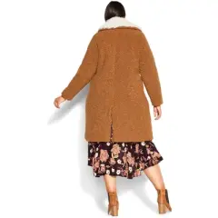 Women's Plus Size Teddy Faux Fur Jacket - tan | AVEOLOGY