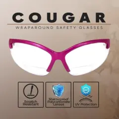 Global Vision Eyewear Cougar Bifocal Safety Motorcycle Glasses with +2.0 Bifocal Clear Lenses