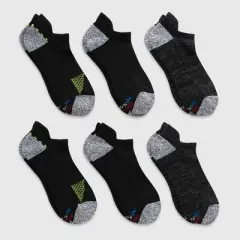 Hanes Premium Men's Performance Filament Heel Shield Low Cut Socks 6pk - 6-12