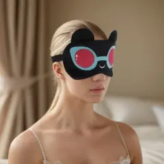 Unique Bargains Soft Cartoon Sleep Mask Red Glasses Black Red 1 Pc