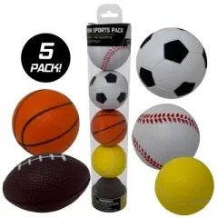 Anywhere Sports 5-Ball Mini Sports Pack, Soft Foam Balls for Kids 3+