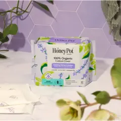 The Honey Pot Company 100% Organic Cotton Cover Calming Herbal Infusion Super Pads - 16ct