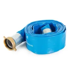 Apache 98138040 2 Inch Diameter 25 Foot Length 70 PSI Polyester-Reinforced PVC Lay Flat Pool Sump Pump Hose with Aluminum Pin-Lug Connections, Blue