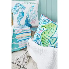C&F Home Mermaid Garden Seahorse Indoor/Outdoor Throw Pillow, 18" x 18"