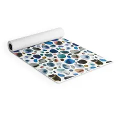 Ninola Design Watercolor Stains Blue Gold (6mm) 70" x 24" Yoga Mat - Society6