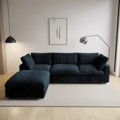 118" Modular Sectional Sofa,Faux Rabbit Fur Cloud Sofa Set,L Shaped Sofa Couch with Storage Ottoman,Down Filled Deep Seat,Removable & Washable Covers