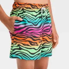 Boys' Ombre Zebra Striped Swim Shorts - art class&trade; Blue