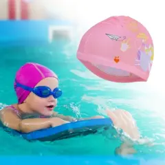 Unique Bargains Kid's Polyester Cartoon Figure Swim Cap Pink 1 Pc