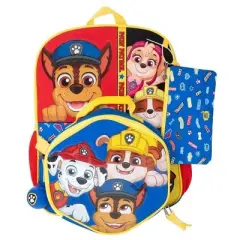 Paw Patrol Peeking Pups 4 Piece Backpack Set for Boys & Girls, Featuring Chase, Marshall, Rubble, & Skye, Kids School Bag, Blue