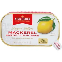 King Oscar Mackerel in Olive Oil with Lemon  - 4.05 oz (Case of 12)