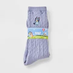 Women's Bluey Super Soft Embroidered 2pk Crew Socks - Purple/Ivory 4-10