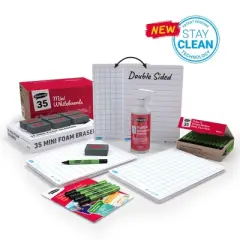 Show-me&reg; Classpack of 35 x A4 Lined/Gridded Double Sided Lapboards, with Pens, Erasers, Cleaner