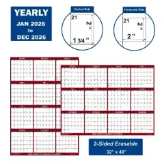 SwiftGlimpse 32"x48" 2026 Wall Calendar Maroon