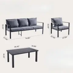 DSVIMOY 6-Piece Patio Seating Set, Conversation Set, Outdoor Furniture with 2 Chairs, 3-Seater Sofa, Gray, 27.56"*27.56"*32.09"