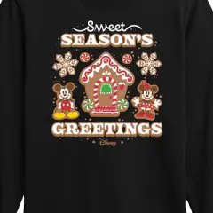 Boys' - Disney - Mickey and Minnie Sweet Seasons Greetings Christmas Long Sleeve Graphic T-Shirt