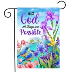 With God Religious Garden Flag Inspirational 18" x 12.5" Briarwood Lane
