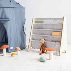 3 Sprouts Recycled Fabric Kids Bookcase, Toddler Bookshelf- Terrazzo Gray