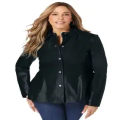 Jessica London Women&rsquo;s Plus Size Leather Peplum Jacket