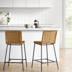 Wasson Woven Metal Leg Counter Height Barstool Tan - Threshold&trade;