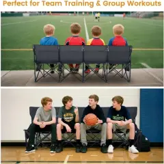 Docred Portable Bench 4/6/9 Seat Soccer Benches for Team, Folding Soccer Bench Chair Sideline Benches Camping Chairs with Carry Bag