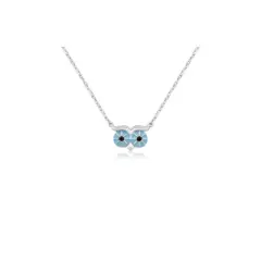 Chanteur Hypoallergenic Kids Jewelry Accessories Owl Blue Enamel White Gold Palladium Plating Necklace Pendant