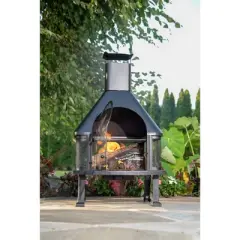 Endless Summer Wood Burning Outdoor Fire Pit with Chimney Black