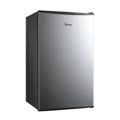 Midea 3.3 cu ft Compact Refrigerator: Energy Star Certified, Freestanding, Silver, Reversible Door, 3 Shelves