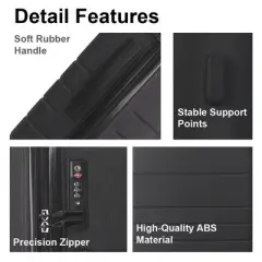 FURNIinspire Bag And Luggage Sets 3 Piece Travel Hard Shell Luggage, Lightweight Rolling Suitcases with Wheels, Black , 20.87"*11.61"*30.31"