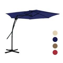 Mondawe 10 ft. Square Cantilever Outdoor Market Umbrella 360-Degree Swivel With Base Stand Included