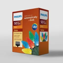 Philips 50ct Solar Faceted C6 String Lights Multicolor with Green Wire