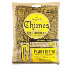 Chimes Ginger Chews Peanut Butter Flavor Real Ginger 5 Oz. (Pack of 2)