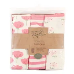 Touched by Nature Infant Girl Organic Cotton Swaddle Wraps, Tulip, 0-3 Months