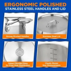 NutriChef Stainless Steel Cookware Stock Pot - 24 Quart, Heavy Duty Induction Pot, Soup Pot With Stainless Steel