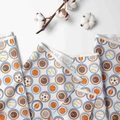 Bacati - Mod Sports Print Blue Orange Chocolate 100 percent Cotton Universal Baby US Standard Crib or Toddler Bed Fitted Sheet