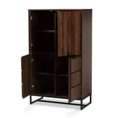 Neil Wood and Metal Storage Cabinet Brown/Black - Baxton Studio