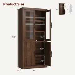 Tall Kitchen Pantry, Pantry Storage Cabinet  & Adjustable Shelves, Farmhouse Freestanding Pantry Cupboard & Large Storage Space